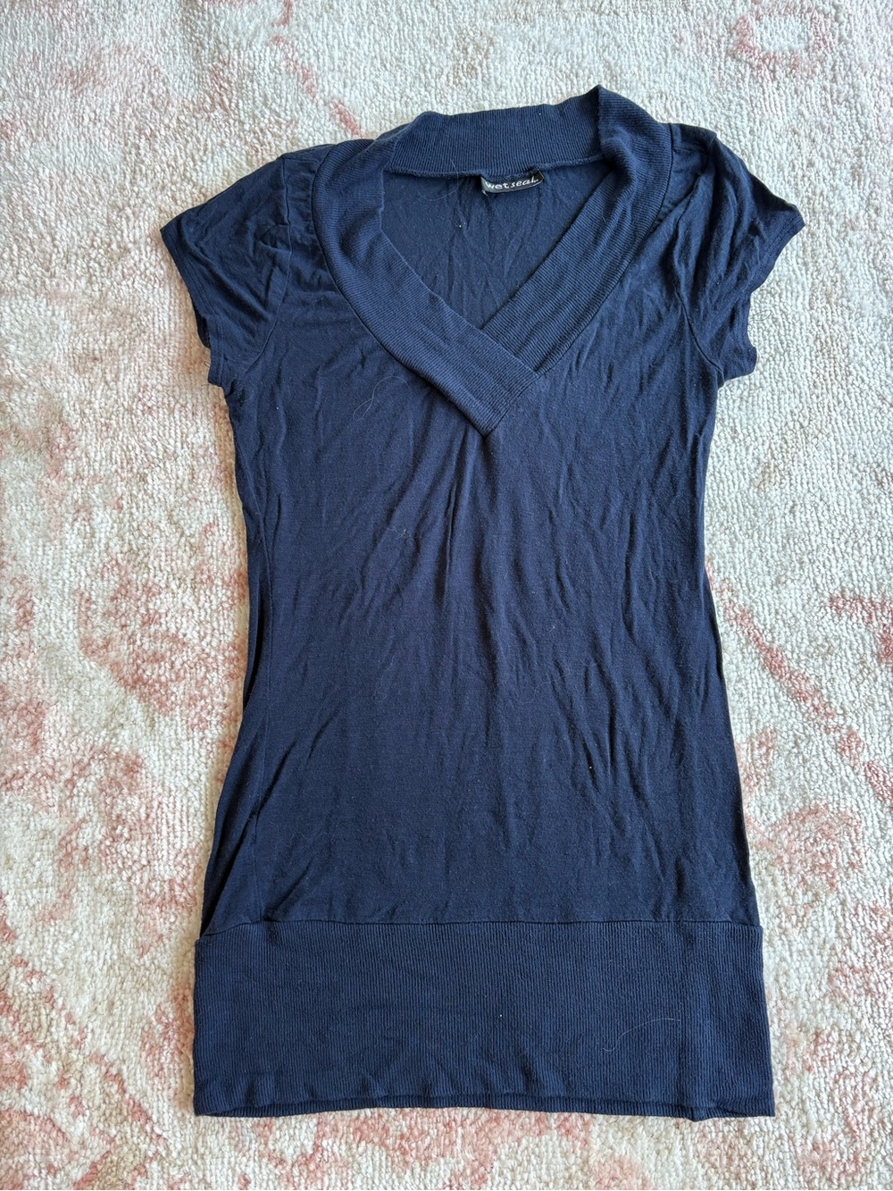 Wet Seal y2k vintage navy blue short sleeve sweater top